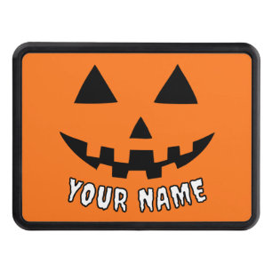 Personalized Orange Pumpkin Halloween Your Name Hitch Cover
