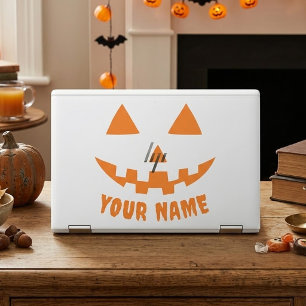 Personalized Orange Pumpkin Halloween Your Name HP Laptop Skin