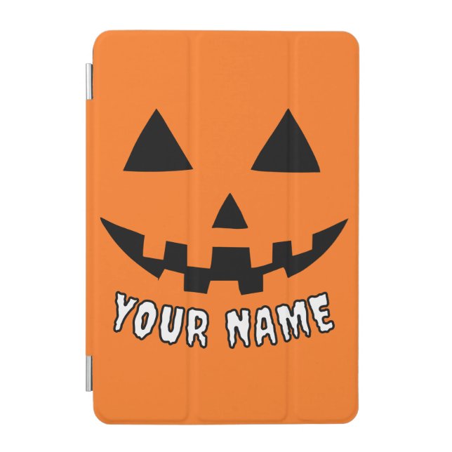 Personalized Orange Pumpkin Halloween Your Name iPad Mini Cover (Front)