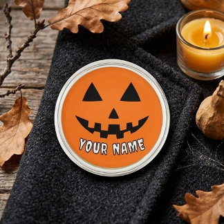 Personalized Orange Pumpkin Halloween Your Name Lapel Pin