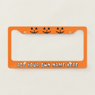 Personalized Orange Pumpkin Halloween Your Name License Plate Frame