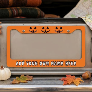 Personalized Orange Pumpkin Halloween Your Name License Plate Frame