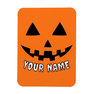 Personalized Orange Pumpkin Halloween Your Name Magnet