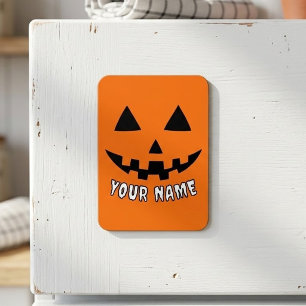 Personalized Orange Pumpkin Halloween Your Name Magnet