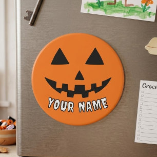 Personalized Orange Pumpkin Halloween Your Name Magnet