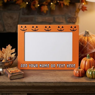 Personalized Orange Pumpkin Halloween Your Name Magnetic Frame