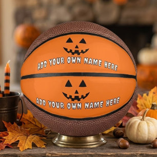 Personalized Orange Pumpkin Halloween Your Name Mini Basketball