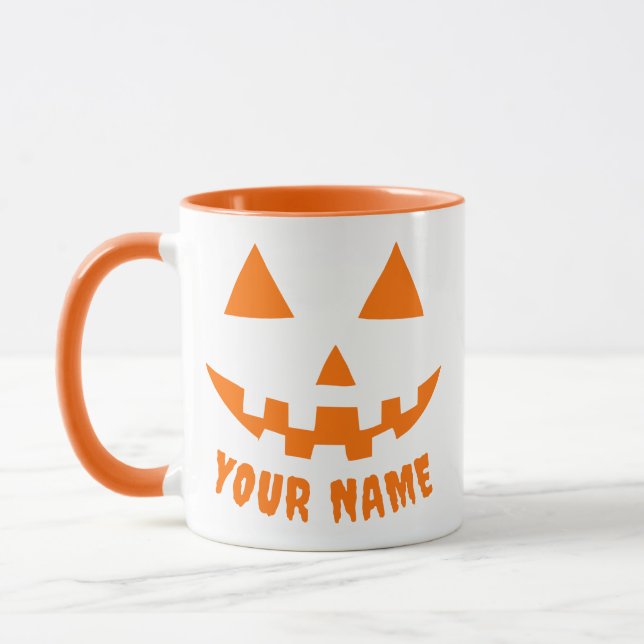 Personalized Orange Pumpkin Halloween Your Name Mug (Left)