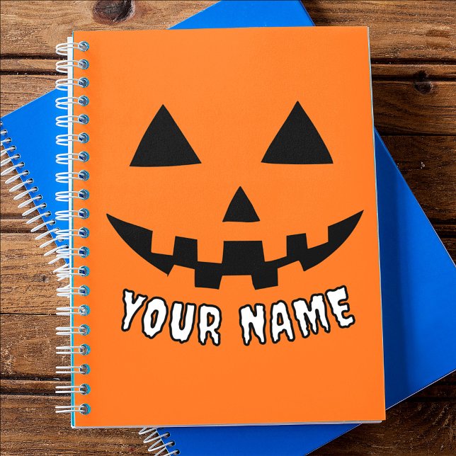 Personalized Orange Pumpkin Halloween Your Name Notebook (Creator Uploaded)