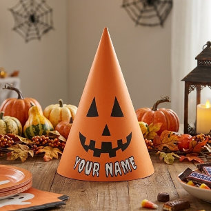 Personalized Orange Pumpkin Halloween Your Name Party Hat