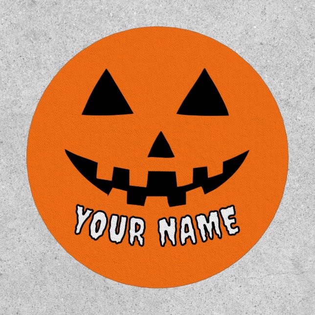 Personalized Orange Pumpkin Halloween Your Name Patch (Front)
