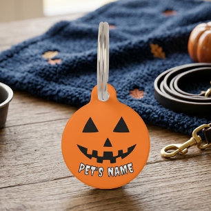 Personalized Orange Pumpkin Halloween Your Name Pet ID Tag