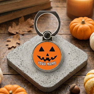 Personalized Orange Pumpkin Halloween Your Name Phone Ring Stand