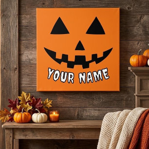 Personalized Orange Pumpkin Halloween Your Name Photo Print