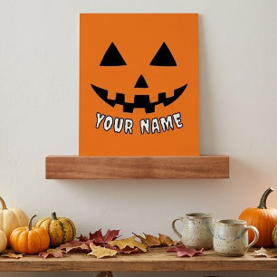 Personalized Orange Pumpkin Halloween Your Name Picture Ledge