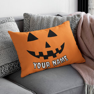 Personalized Orange Pumpkin Halloween Your Name Pillow Case