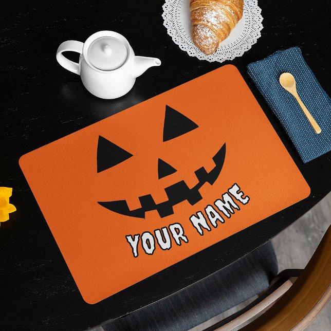 Personalized Orange Pumpkin Halloween Your Name Placemat (Creator Uploaded)
