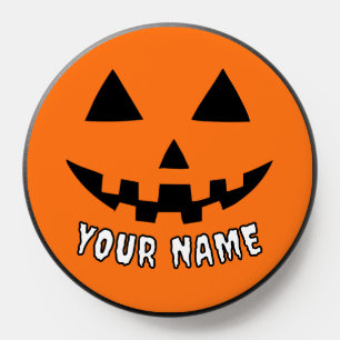 Personalized Orange Pumpkin Halloween Your Name PopSocket