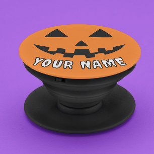Personalized Orange Pumpkin Halloween Your Name PopSocket