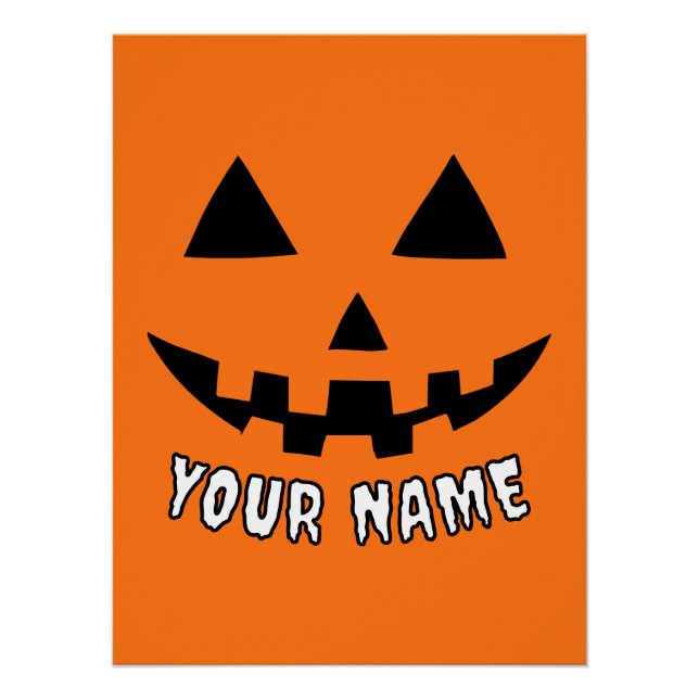 Personalized Orange Pumpkin Halloween Your Name Poster (Front)