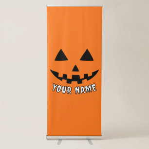 Personalized Orange Pumpkin Halloween Your Name Retractable Banner