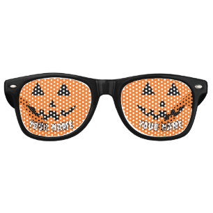Personalized Orange Pumpkin Halloween Your Name Retro Sunglasses