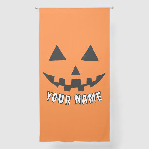 Personalized Orange Pumpkin Halloween Your Name Sheer Curtains