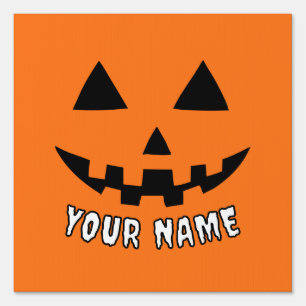 Personalized Orange Pumpkin Halloween Your Name Sign