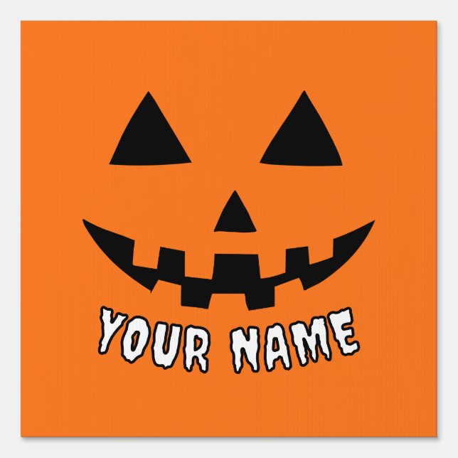 Personalized Orange Pumpkin Halloween Your Name Sign (Front)