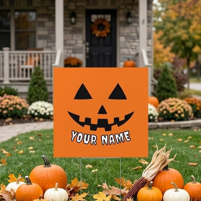 Personalized Orange Pumpkin Halloween Your Name Sign (Creator Uploaded)