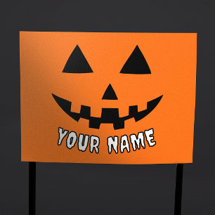 Personalized Orange Pumpkin Halloween Your Name Sign