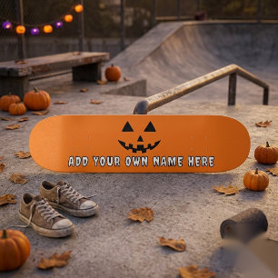 Personalized Orange Pumpkin Halloween Your Name Skateboard