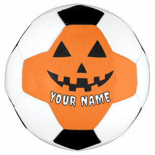 Personalized Orange Pumpkin Halloween Your Name Soccer Ball