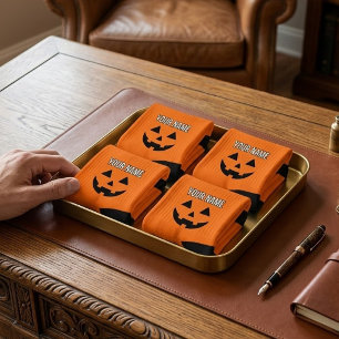 Personalized Orange Pumpkin Halloween Your Name Socks