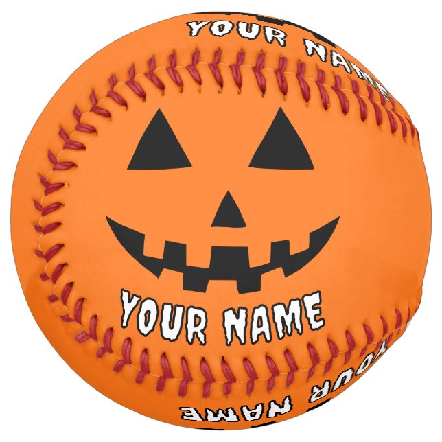 Personalized Orange Pumpkin Halloween Your Name Softball (Front Left)