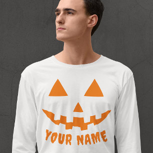 Personalized Orange Pumpkin Halloween Your Name T-Shirt