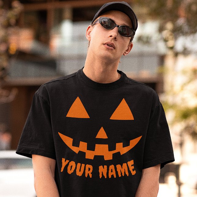 Personalized Orange Pumpkin Halloween Your Name T-Shirt (Creator Uploaded)