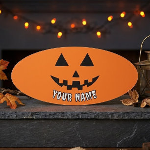 Personalized Orange Pumpkin Halloween Your Name Tag