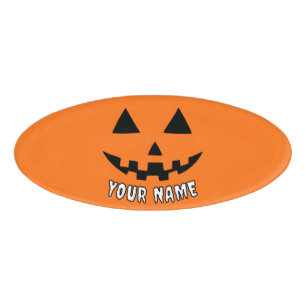 Personalized Orange Pumpkin Halloween Your Name Tag