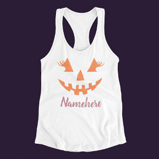 Personalized Orange Pumpkin Halloween Your Name Tank Top