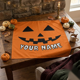 Personalized Orange Pumpkin Halloween Your Name Tapestry