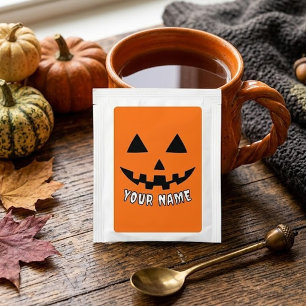 Personalized Orange Pumpkin Halloween Your Name Tea Bag Drink Mix