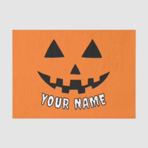 Personalized Orange Pumpkin Halloween Your Name Tissue Paper