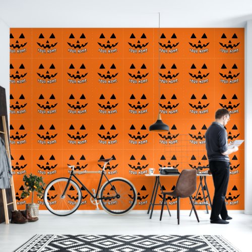 Personalized Orange Pumpkin Halloween Your Name Wallpaper