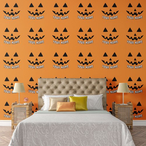 Personalized Orange Pumpkin Halloween Your Name Wallpaper