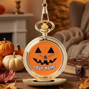 Personalized Orange Pumpkin Halloween Your Name Watch