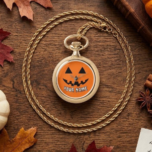 Personalized Orange Pumpkin Halloween Your Name Watch