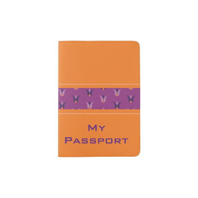 Personalized Orange & Purple Passport Holder (Front)