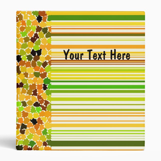 Personalized - Orange Red Yellow Apple Green Brown 3 Ring Binder (Front)