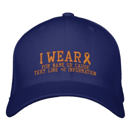 Personalized Orange Ribbon Awareness Embroidery Embroidered Baseball Hat